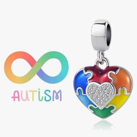 🧩🔹️ Autism Awareness Charm Necklace Puzzle Piece Enamel ASD Pendant 🧩 - Picture 5 of 10